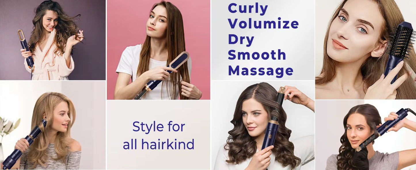UKLISS Hair Dryer Multi Styler 6 in 1 Curling Straightener Brush