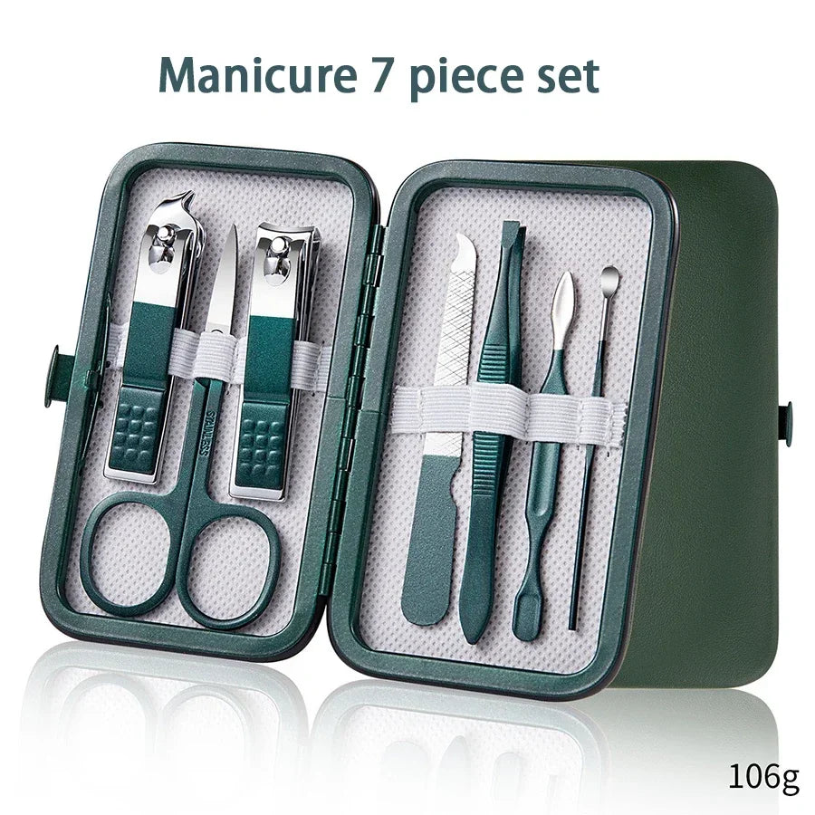 7-18 Piece Set Professional Nail Care Kit Stainless Steel Manicure & Pedicure Set Nail Clipper Set with Travel Case