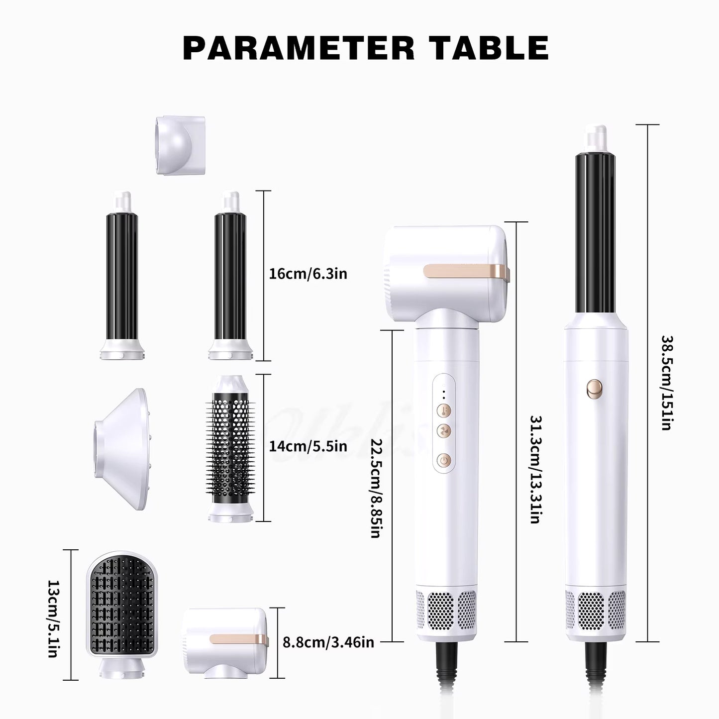 UKLISS Hair Dryer Multi Styler 6 in 1 Curling Straightener Brush