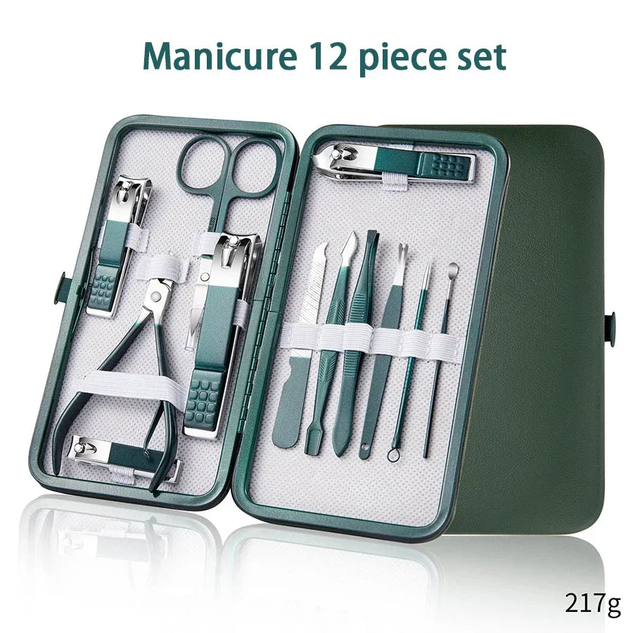 7-18 Piece Set Professional Nail Care Kit Stainless Steel Manicure & Pedicure Set Nail Clipper Set with Travel Case