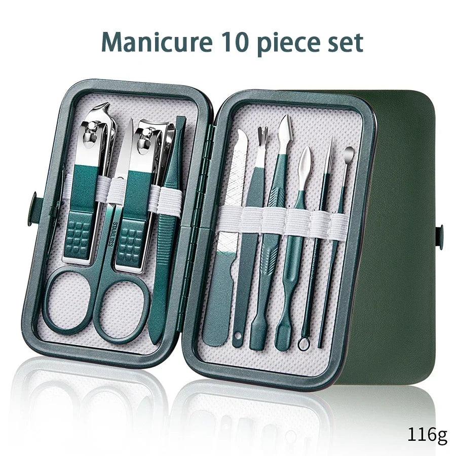 7-18 Piece Set Professional Nail Care Kit Stainless Steel Manicure & Pedicure Set Nail Clipper Set with Travel Case