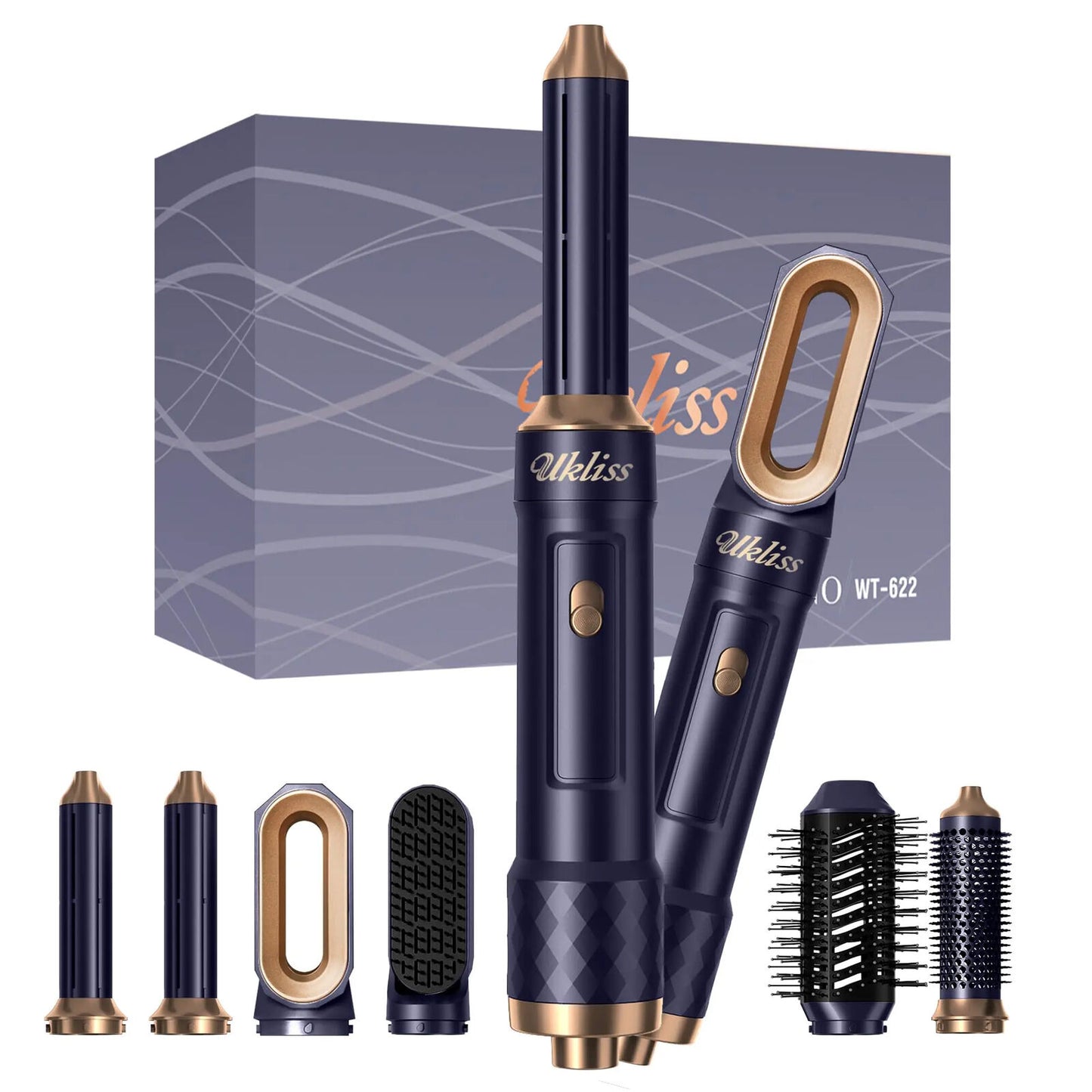 UKLISS Hair Dryer Multi Styler 6 in 1 Curling Straightener Brush